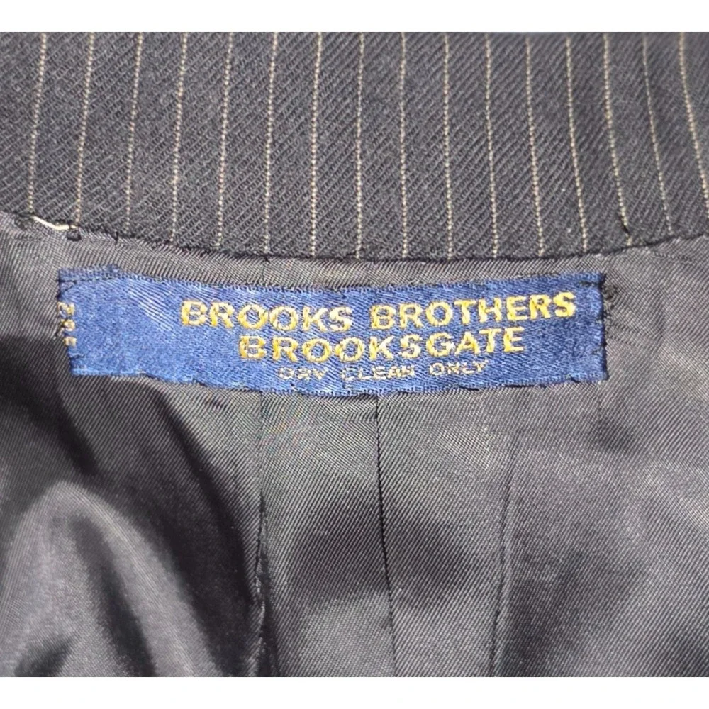 Brooks Brothers Brooksgate Charcoal Pinstripe Wool 3 Button Jacket Suit 41XL